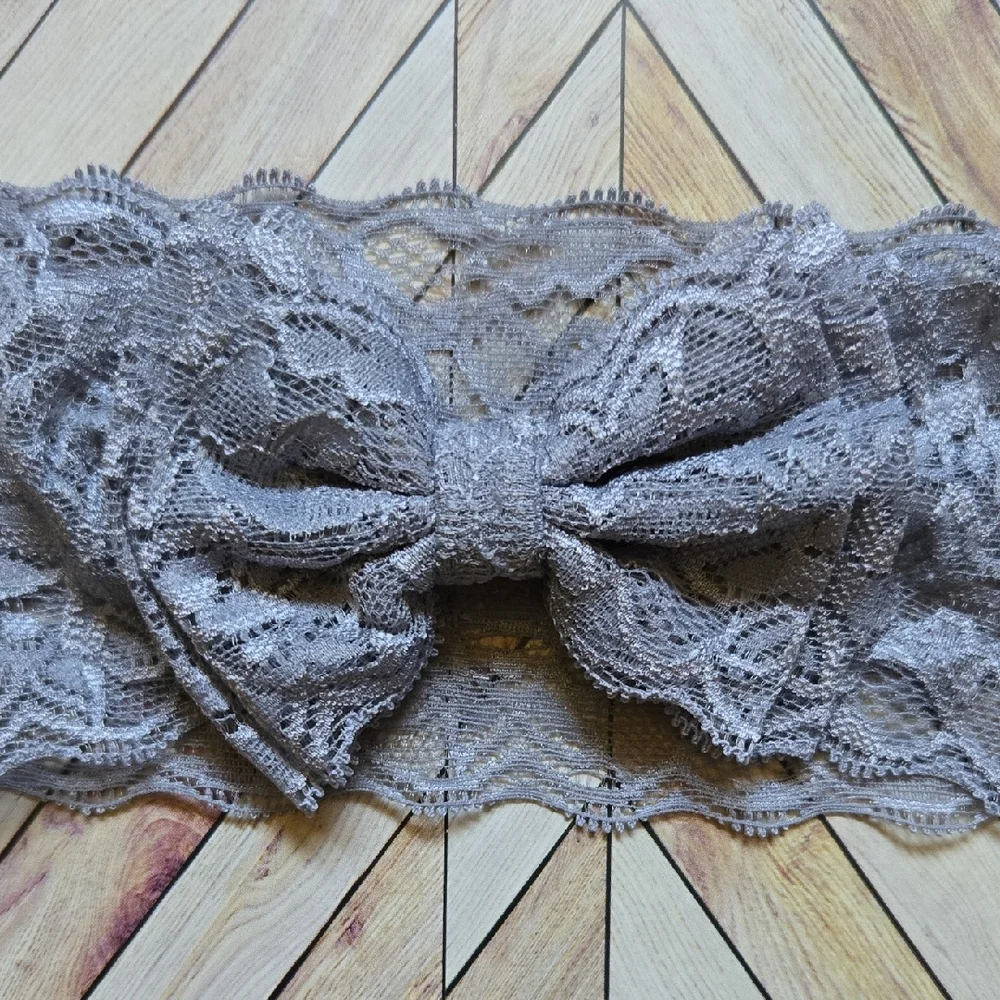 Lace Bowknot Gray Pink Headbands Elastic Bow Headwrap Baby Girl Hairbands